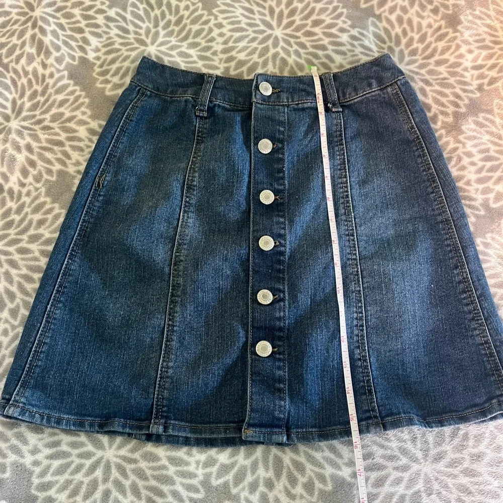 Blue Jean Mini Skirt Womens size 2 Button Front Denim Festival Mid Rise ALine XS
